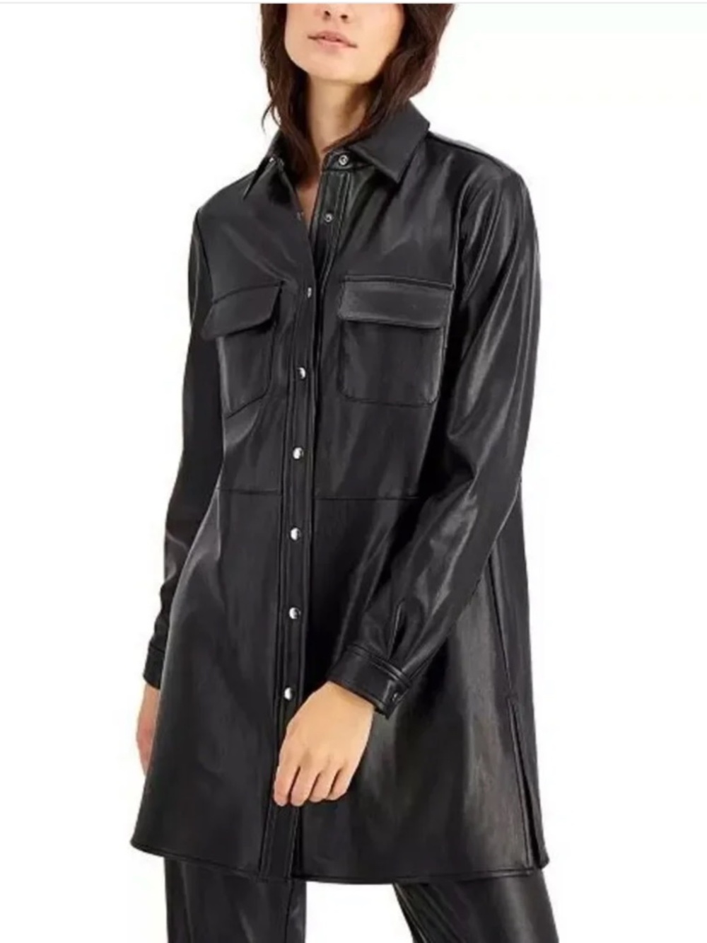 Anne Klein Faux Leather Shacket